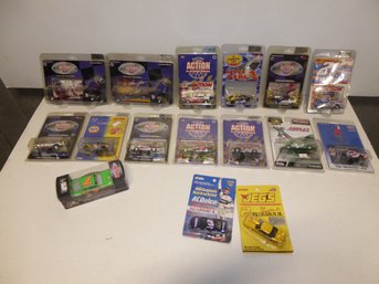 Lot Of Sixteen Racing Action Diecast Cars On Cards