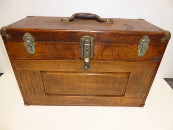 Antique Wooden Machinist Tool Chest With Drawers