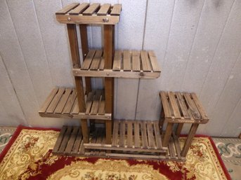 Teak Wooden Multi-plant Stand