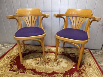 Pair Of Vintage Bent Wooden Arm Chairs