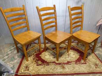 Three Nice And Solid Oak Chairs