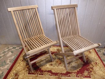 Pair Of Teak Folding Chairs