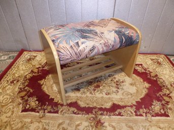 Vintage Upholstered Wooden Ottoman/bench