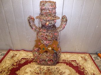 3-foot-tall Wired Red And Green Lighted Snowman