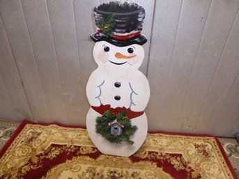 Vintage 37-inch-tall Painted Snowman Stand