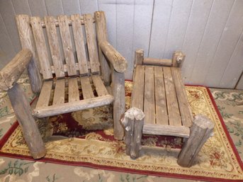 Vintage Log Chair And Table For The Outback