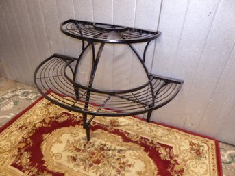 Black Metal Two-tiered Half Circle Plant Stand