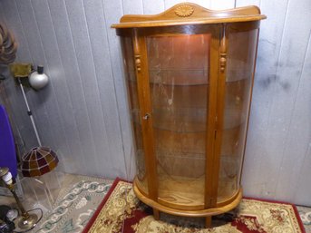 Curved Glass Front Curio Cabinet With Glass Shelves