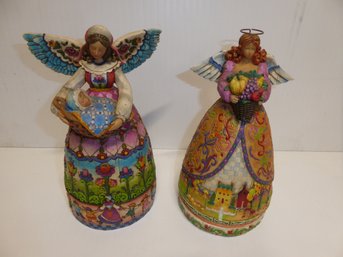 Pair Of Jim Shore Early-2000's Heartwood Creek Angels