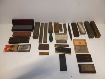 Large Lot Of Vintage Sharpening Stones