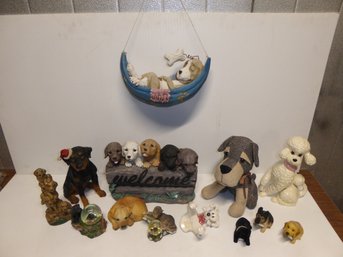 Lot Of Dog Statues And Figurines