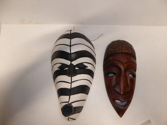 Two Carved Wooden African Masks
