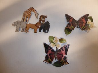Vintage Bovano Of Cheshire Enameled Metal Butterflies And Jungle Animals