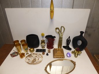 Large Lot Of Gold Metal, Brass And Black Decorative Items