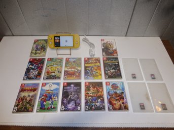 Nintendo Yellow Switch Gaming System With 16 Games