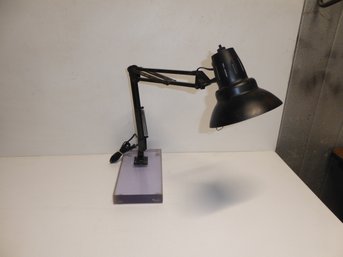 Vintage Black Articulating Metal Lamp With Lucite Base