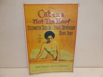 Metal Embossed Cat On A Hot Tin Roof Sign