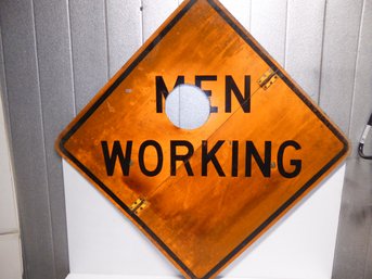 Large Metal Traffic Sign Men Working Made