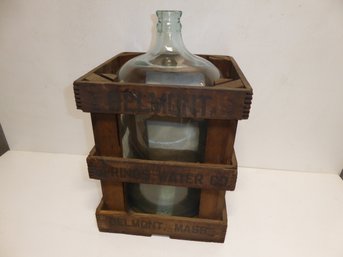 Vintage Belmont Mass Spring Water Crate With Glass Water Jug