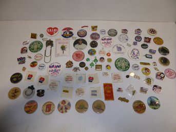 Large Lot Of Vintage Political, Nascar And Other Metal Pins