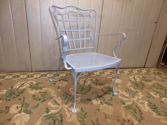 Vintage Blue Wrought Iron Patio Chair