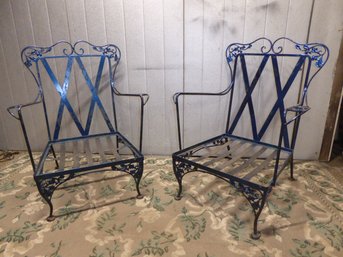 Pair Of Vintage Wrought Iron Patio Chairs