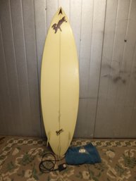 Byrne 6 Ft 6 In Surfboard With Leash And Cover Signed By Shaper