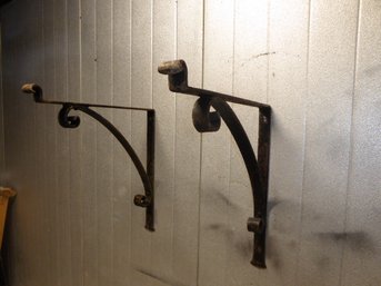 Pair Of Large Antique Wrought Iron Wall Brackets