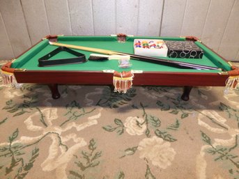 Small Office Pool Table With Balls, Chalk And 2 Cues