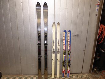 Lot Of Three Pairs Of Skis