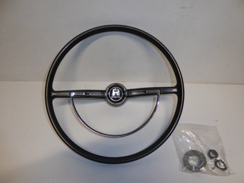 Vintage Volkswagen Steering Wheel With Mounting Parts For Assembly