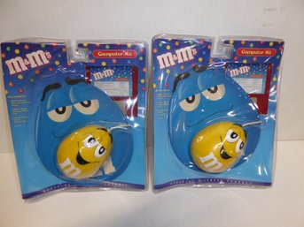 2 Vintage NIB M&M Mouses For Computers - With Pads