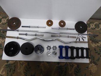 Lot Of Free Weights, Bars And Accessories