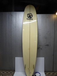 Vintage Sunshine 9 Ft. 3 In. Long Surfboard With Cover And Leash