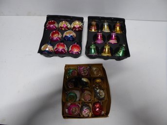 Lot Of 3 Flats Of Vintage Glass Christmas Ornaments