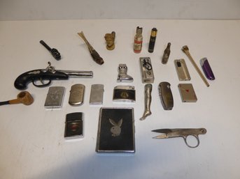 Vintage Lot Of Lighters And Pipes