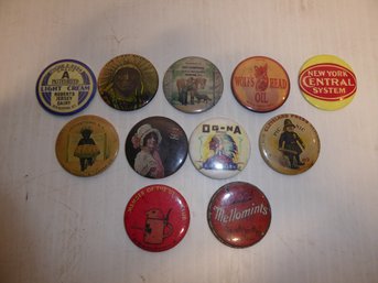 Lot Of Eleven  2 1/4-inch Vintage Advertising Mirrors