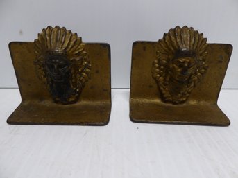 Pair Of Vintage Native American Cast Iron Bookends