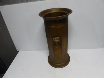 Vintage Brass Umbrella Stand With Lion Head Handles