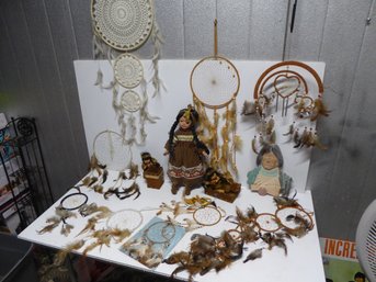 Large Lot Of Dream Catchers And Native American Dolls And More!