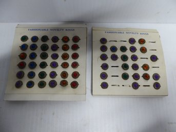 Lot Of Vintage Fashionable Novelty Rings On Original Card