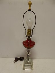 Vintage Cranberry Glass Table Lamp