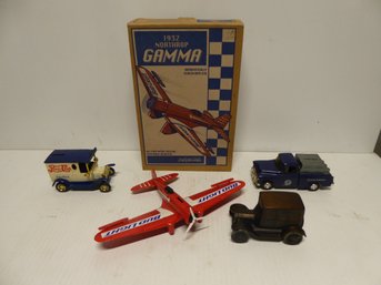 Vintage Metal Cars And NIB Airplane Toy Coin Banks