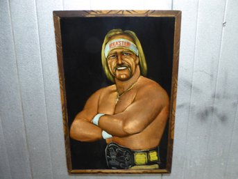 Vintage Framed Hulk Hogan Painting On Velvet