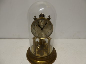 Vintage Brass Schantz Glass Dome Clock