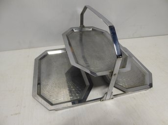 Vintage Art Deco Three Level Folding Serving Tray - Triple Tray By Chase