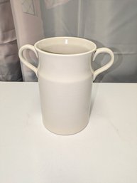White Ceramic Glazed Double Handle Vessel