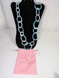 Iadore Couture Blue & White Circle Link Acrylic Necklace
