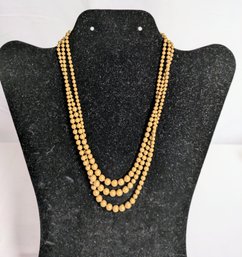 Bronze/Copper Color Triple Strand Beaded Necklace