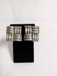 Sterling Silver Square Clip On Earrings